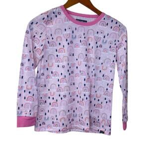 Eddie Bauer Sleep Top‎ Girls Large Pink Sleepwear Pajama Rainbow Arrow Lounge